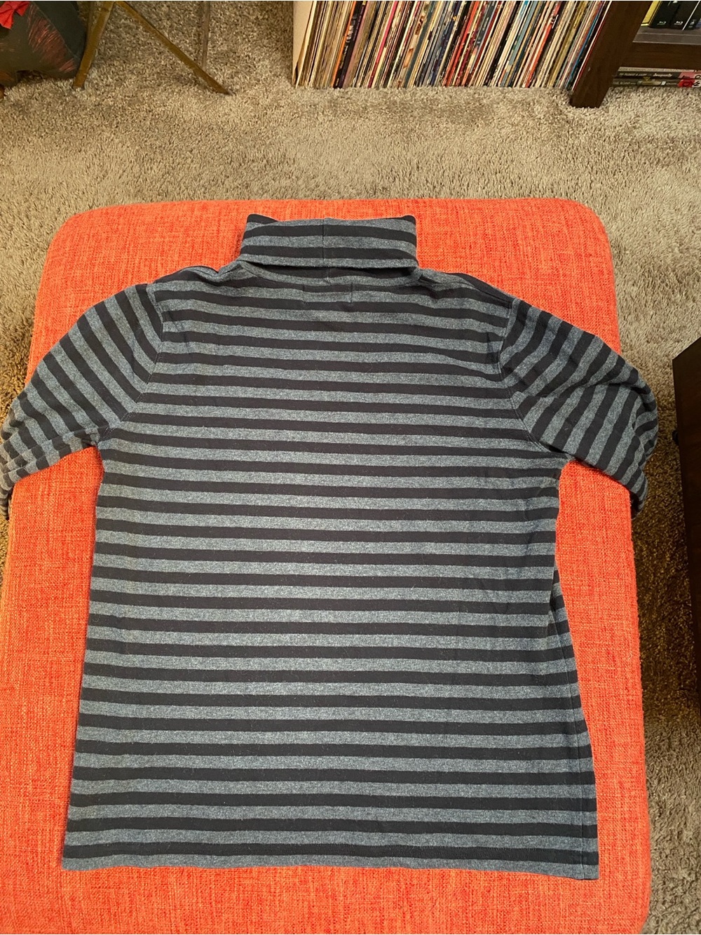 Ralph Lauren Black Grey Cotton Striped Striped Turtleneck Shirt Top Embroidery - Picture 5 of 7